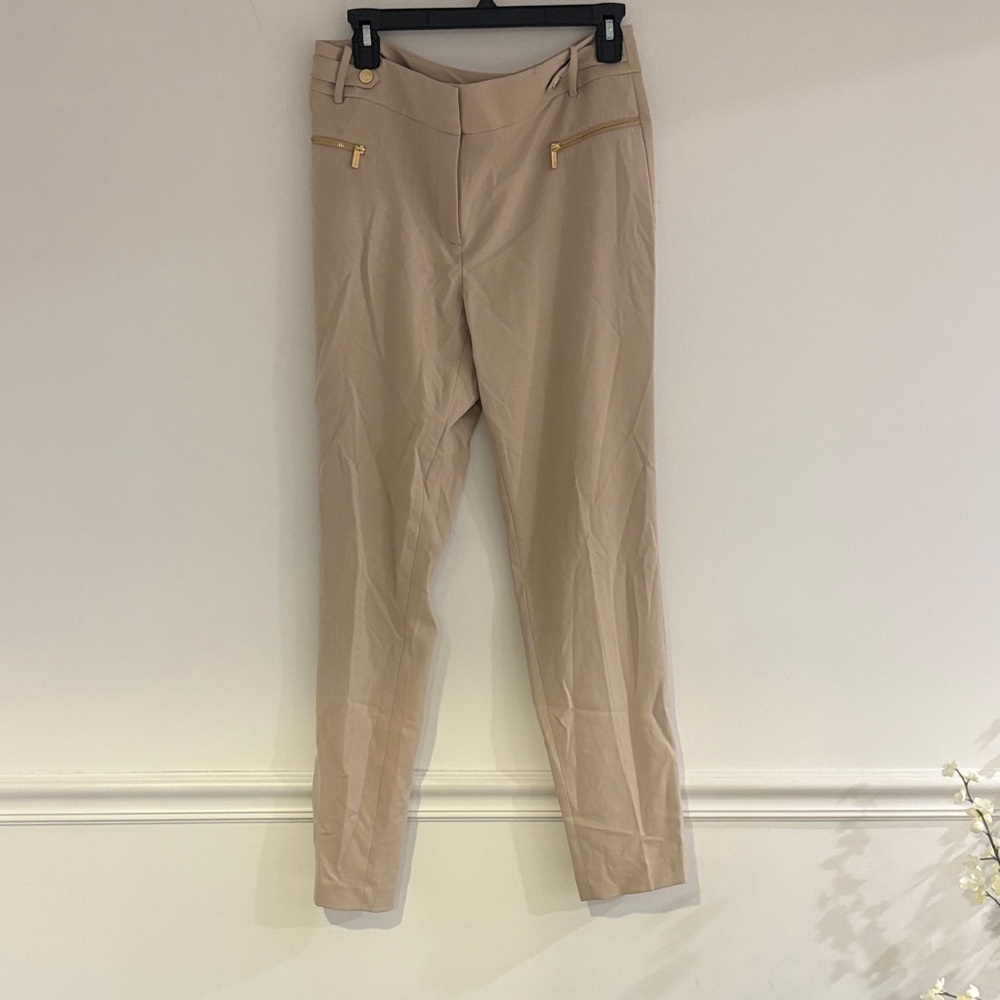 Calvin Klein Beige Slim Chinos with Gold Zippers